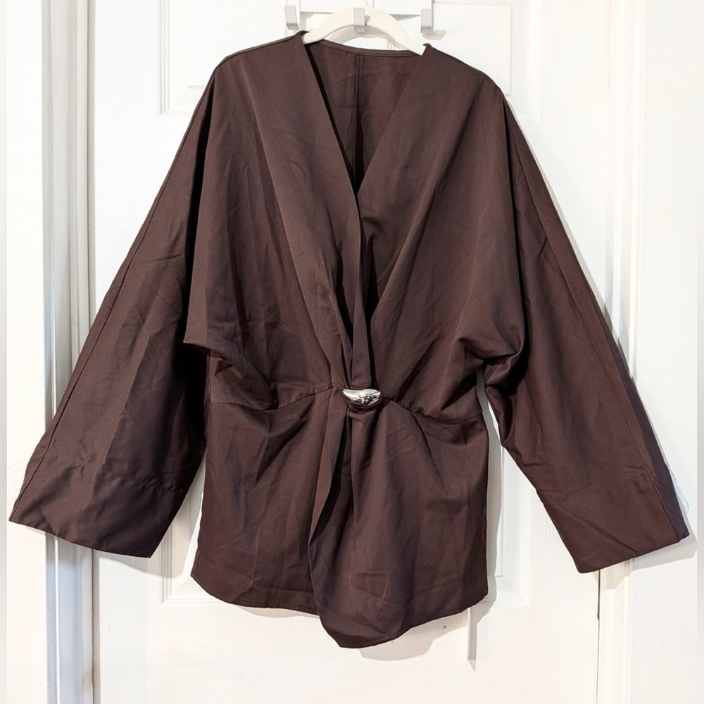 Commense Metal Detail Draped Shirt - Picture 7 of 12